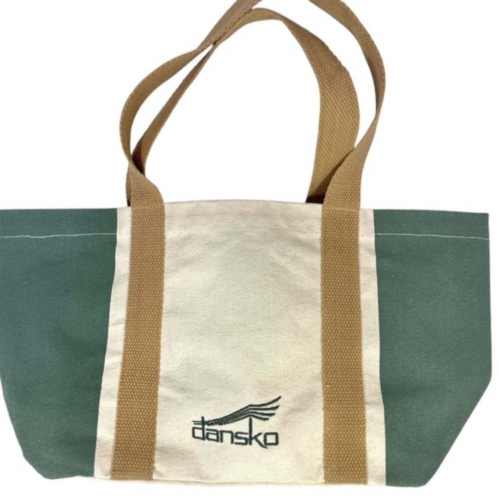 Dansko Canvas Tote Bag Green Natural Shoulder Shopper 18x9 with Logo